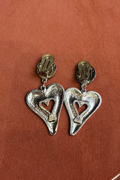 Silver-Tone Heart Clip-On Earrings