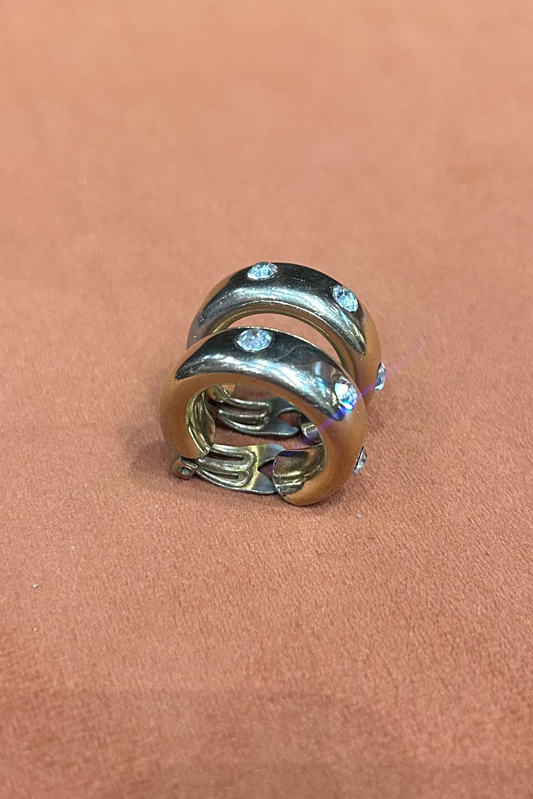 Casio Mini Hoop Clip-On Earrings with Rhinestones