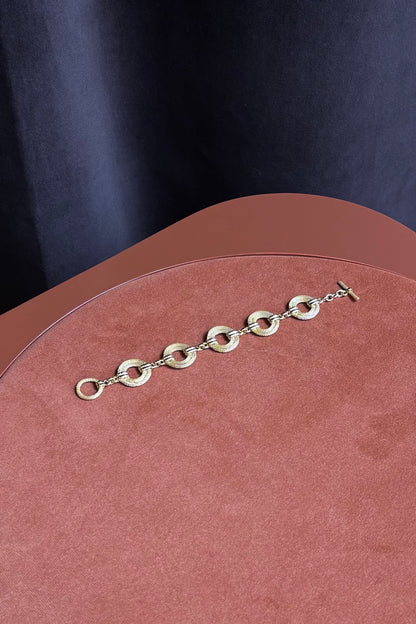 Gold-Tone Wristband with Polished Interlocking Links