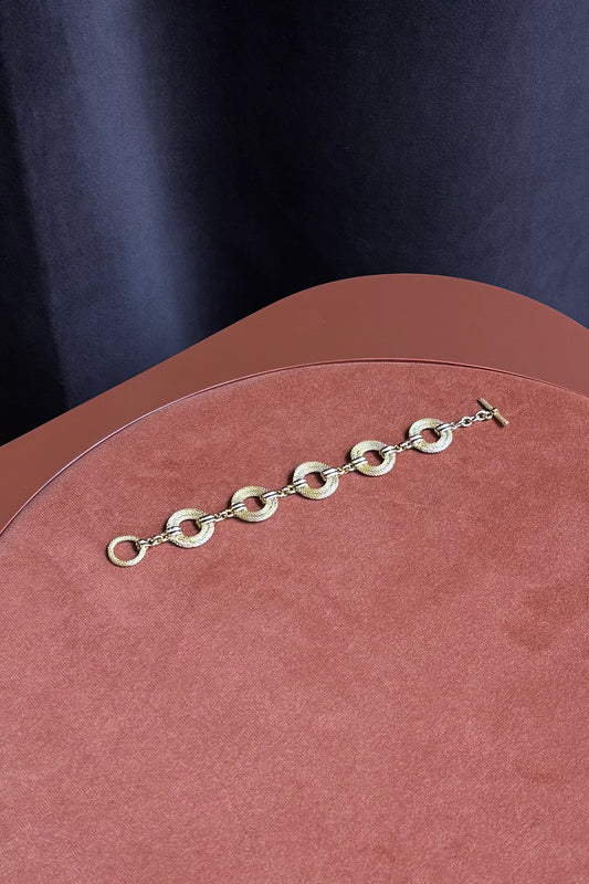 Gold-Tone Wristband with Polished Interlocking Links