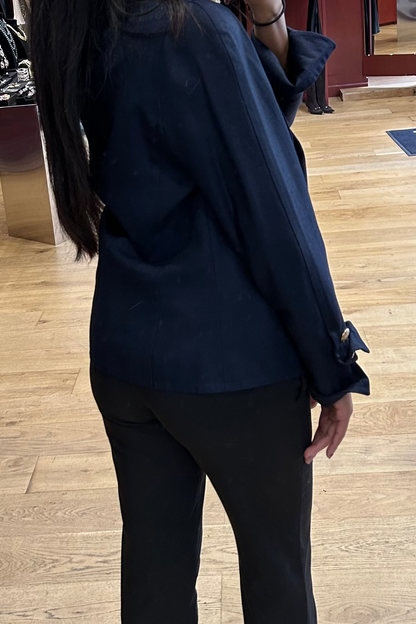 Nina Ricci Navy Double-Breasted Blazer with Gold Buttons