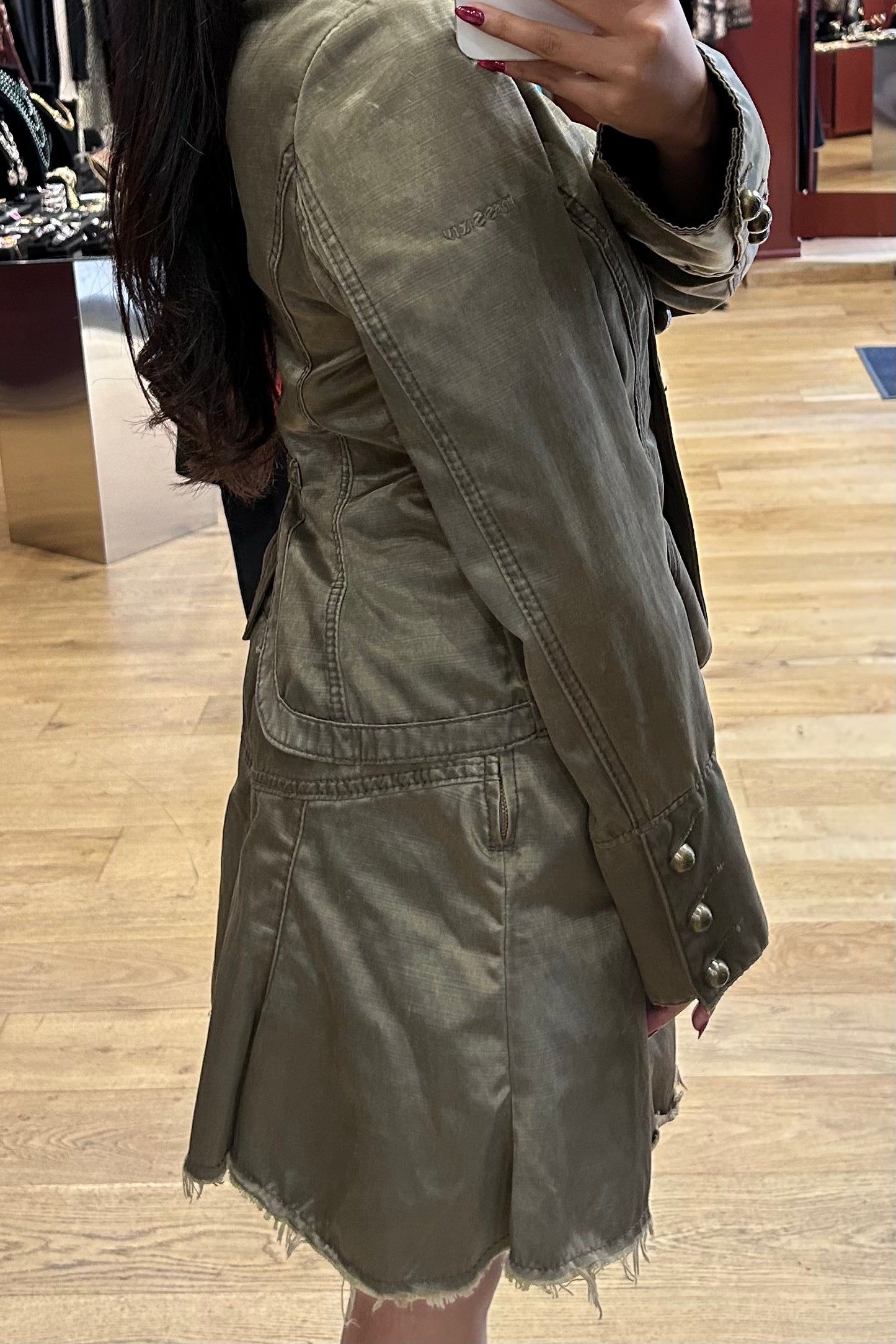 Vintage Miss Sixty Kaki Cotton Set – Mini Skirt and Jacket