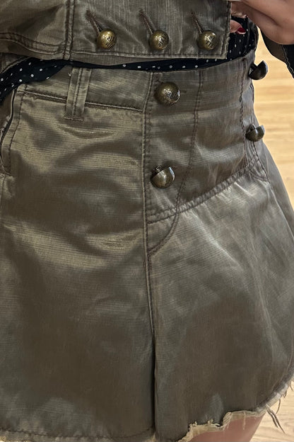 Vintage Miss Sixty Kaki Cotton Set – Mini Skirt and Jacket