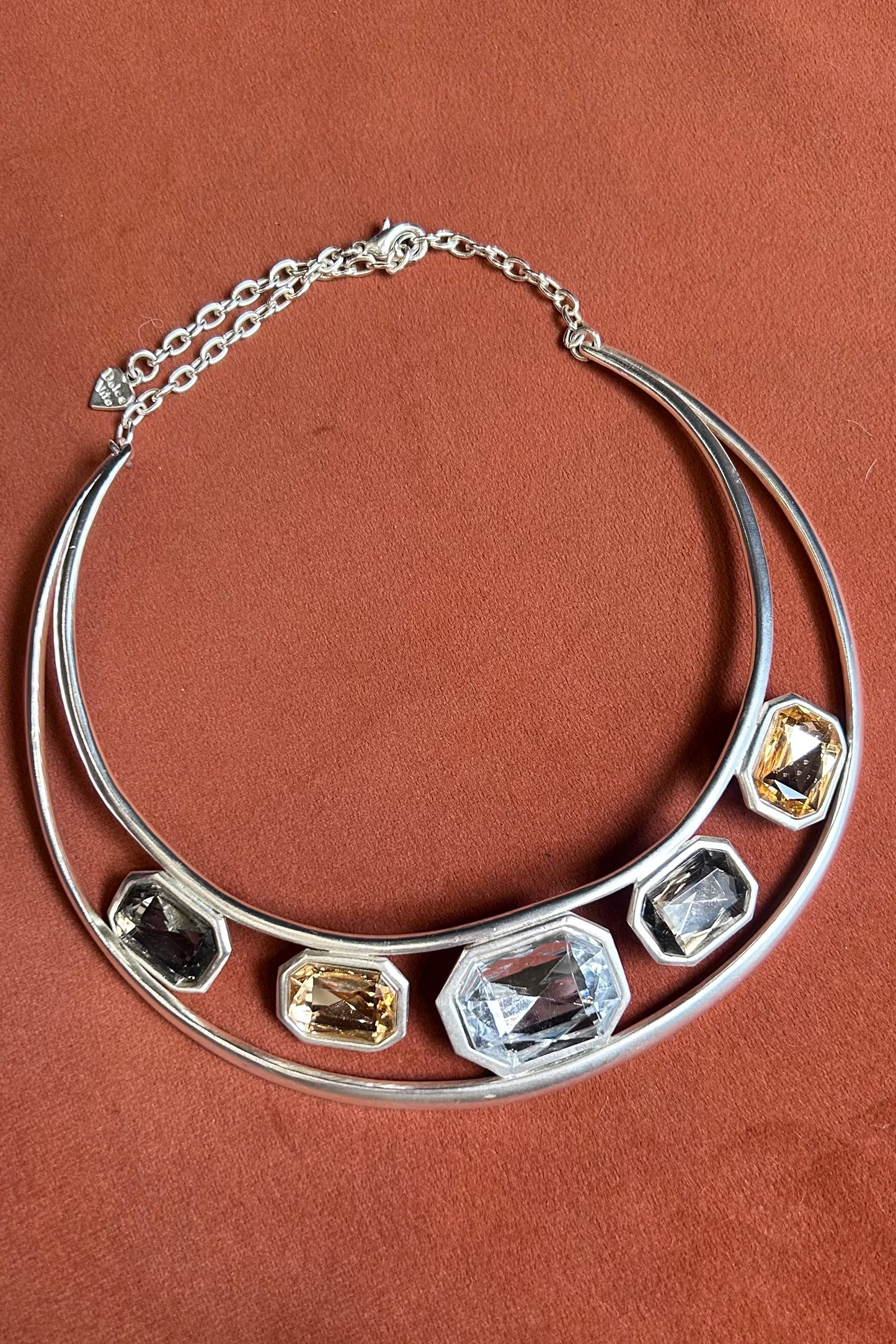 Vintage Dolce Vita Silver-Tone Rigid Necklace with Large Stones