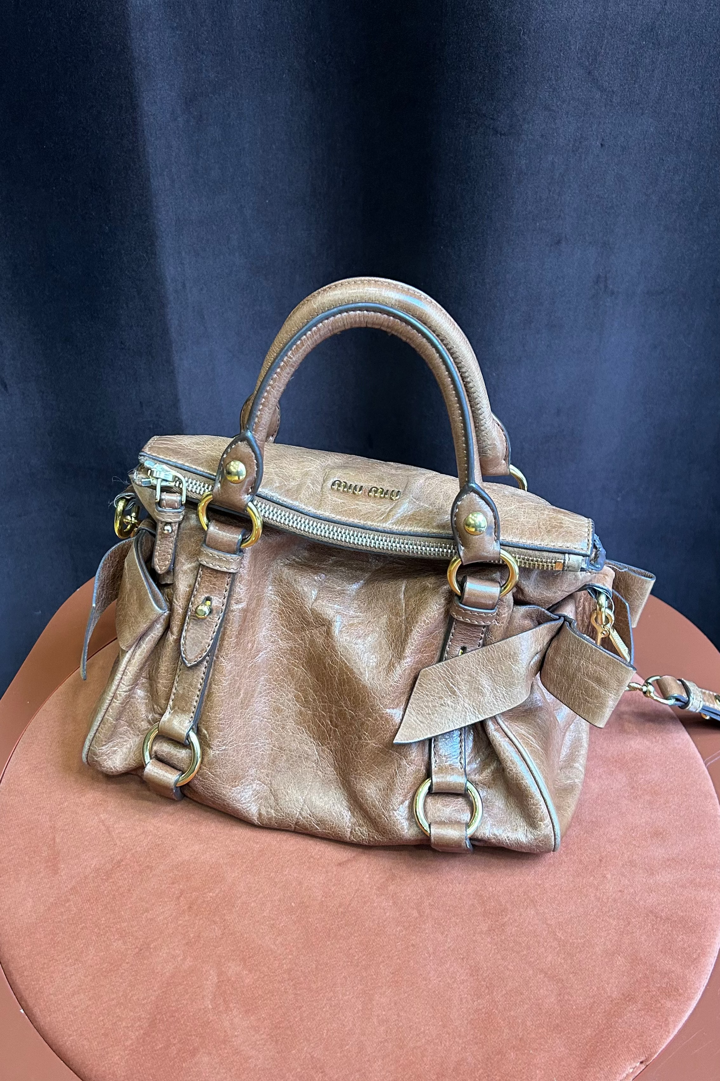 Vintage Miu Miu Bow Bag in Light Brown
