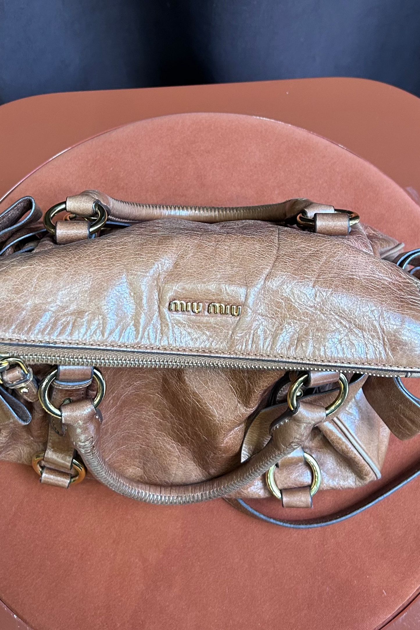 Vintage Miu Miu Bow Bag in Light Brown