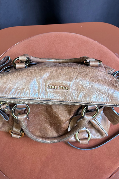 Vintage Miu Miu Bow Bag in Light Brown
