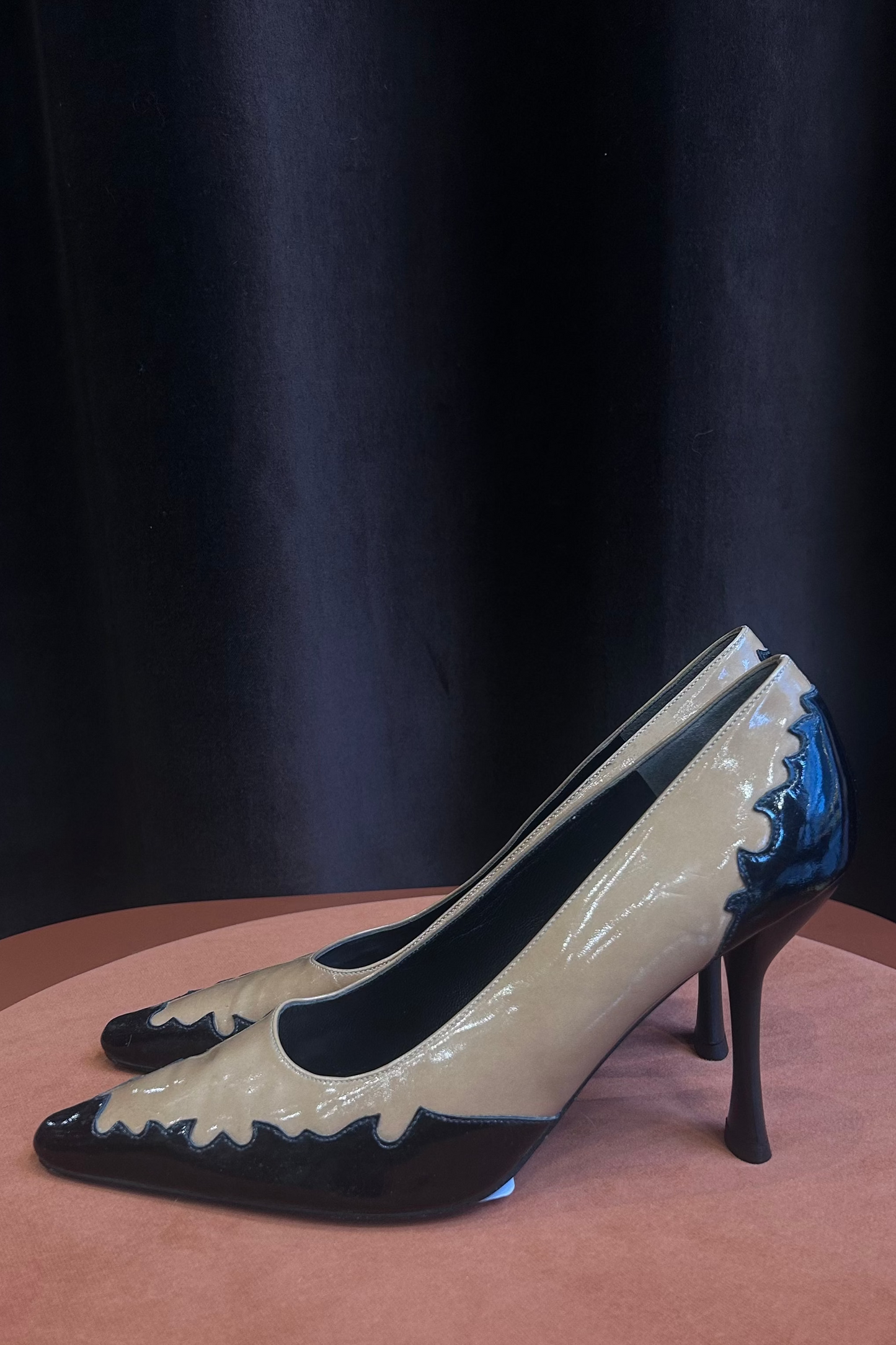 Vintage Charles Jourdan Beige heels with Black Details