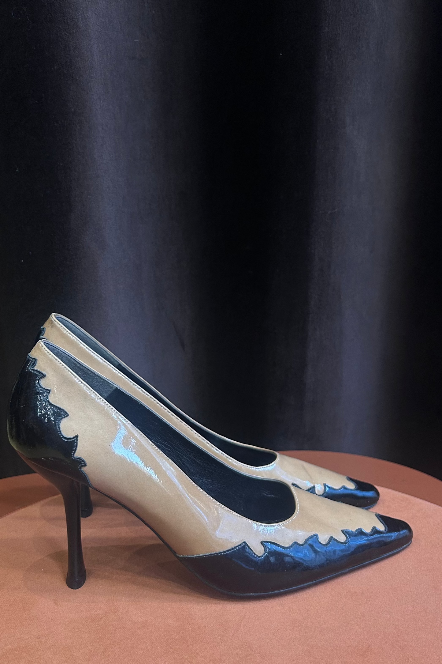 Vintage Charles Jourdan Beige heels with Black Details