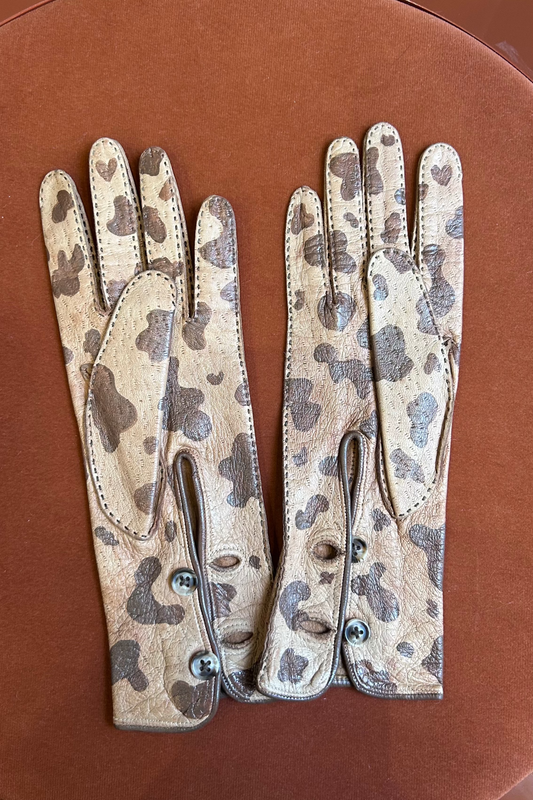 Vintage 80's Cow-Print Leather Gloves