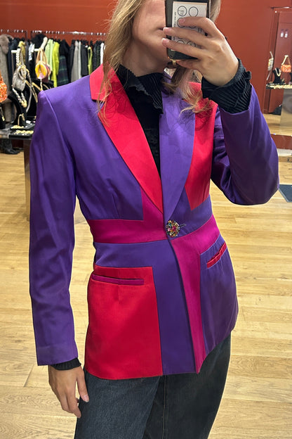 Vintage Fuchsia & Purple Satin Cinched Jacket