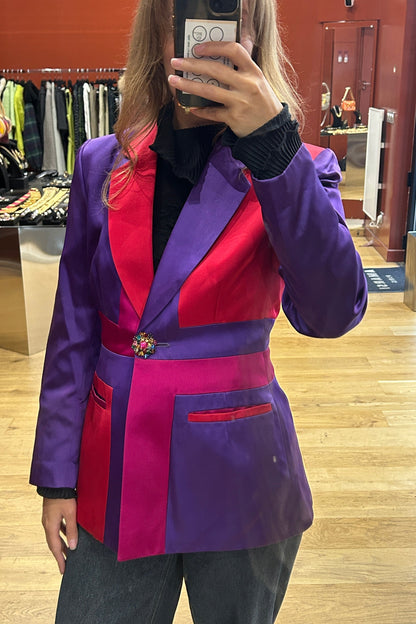 Vintage Fuchsia & Purple Satin Cinched Jacket