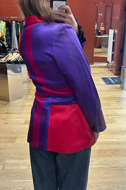 Vintage Fuchsia & Purple Satin Cinched Jacket
