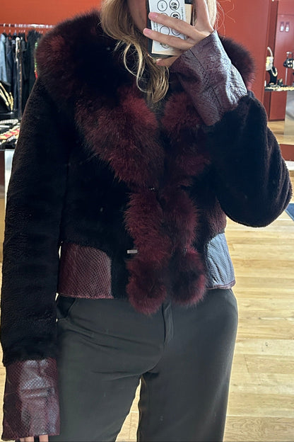 Vintage Burgundy Faux Fur Coat