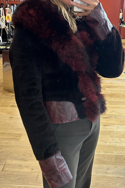 Vintage Burgundy Faux Fur Coat