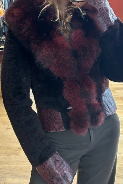 Vintage Burgundy Faux Fur Coat