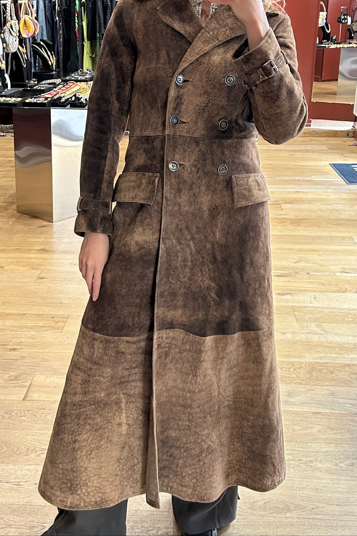 Light Brown Suede Leather Coat McDouglass Vintage