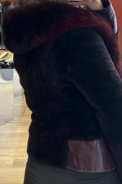 Vintage Burgundy Faux Fur Coat
