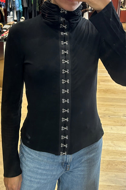 Vintage Black Crochet-Front Top Cottonade