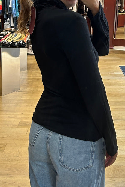 Vintage Black Crochet-Front Top Cottonade