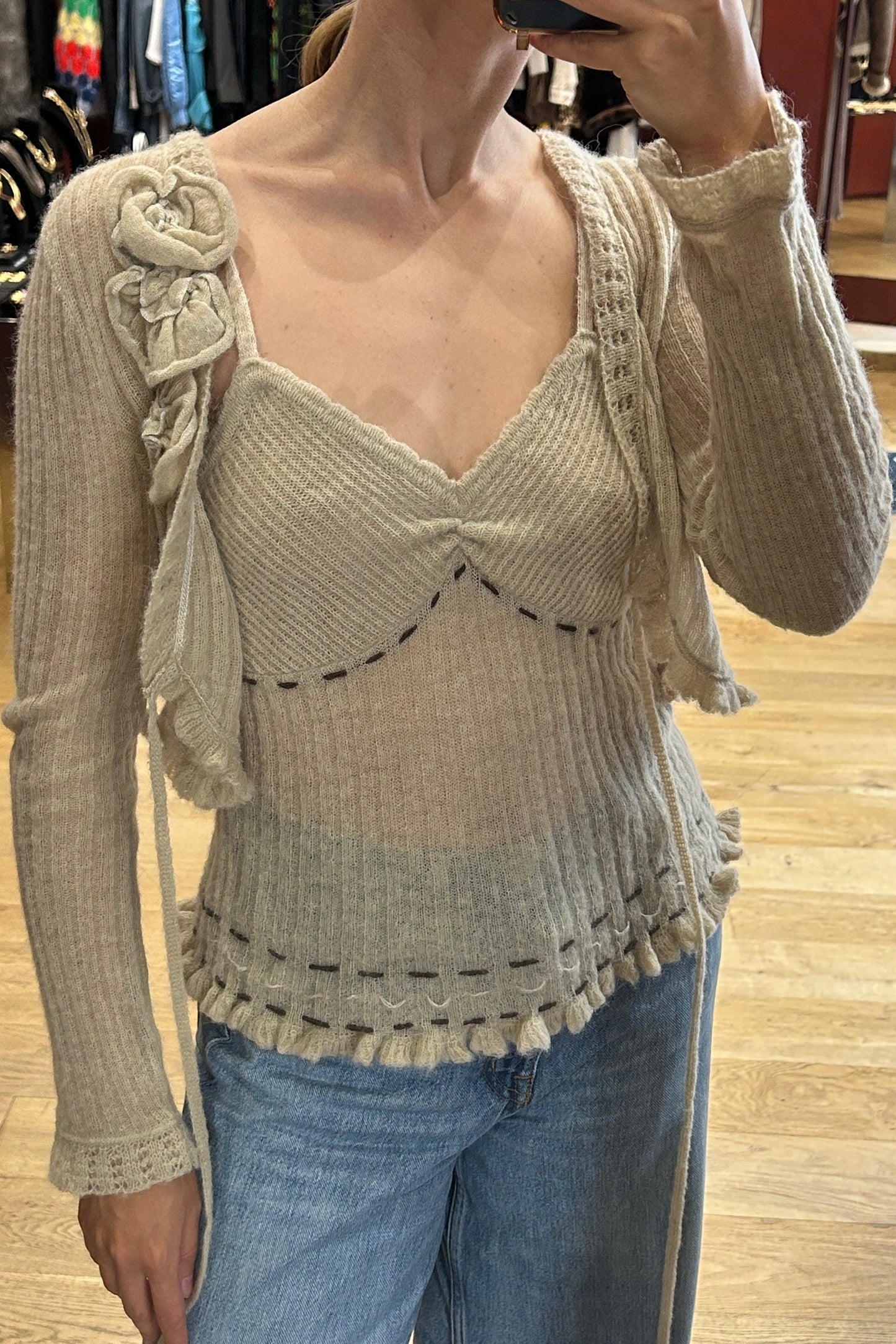 Vintage Beige Mohair Cardigan and Top Set – Ermanno Daelli