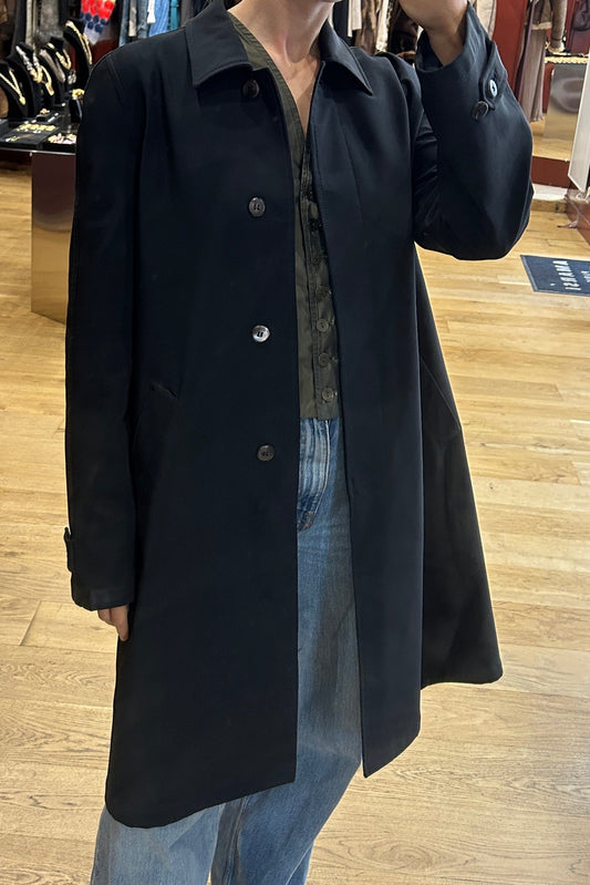 Prada Vintage Dark Blue Buttoned Trench