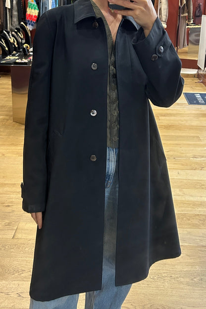 Prada Vintage Dark Blue Buttoned Trench