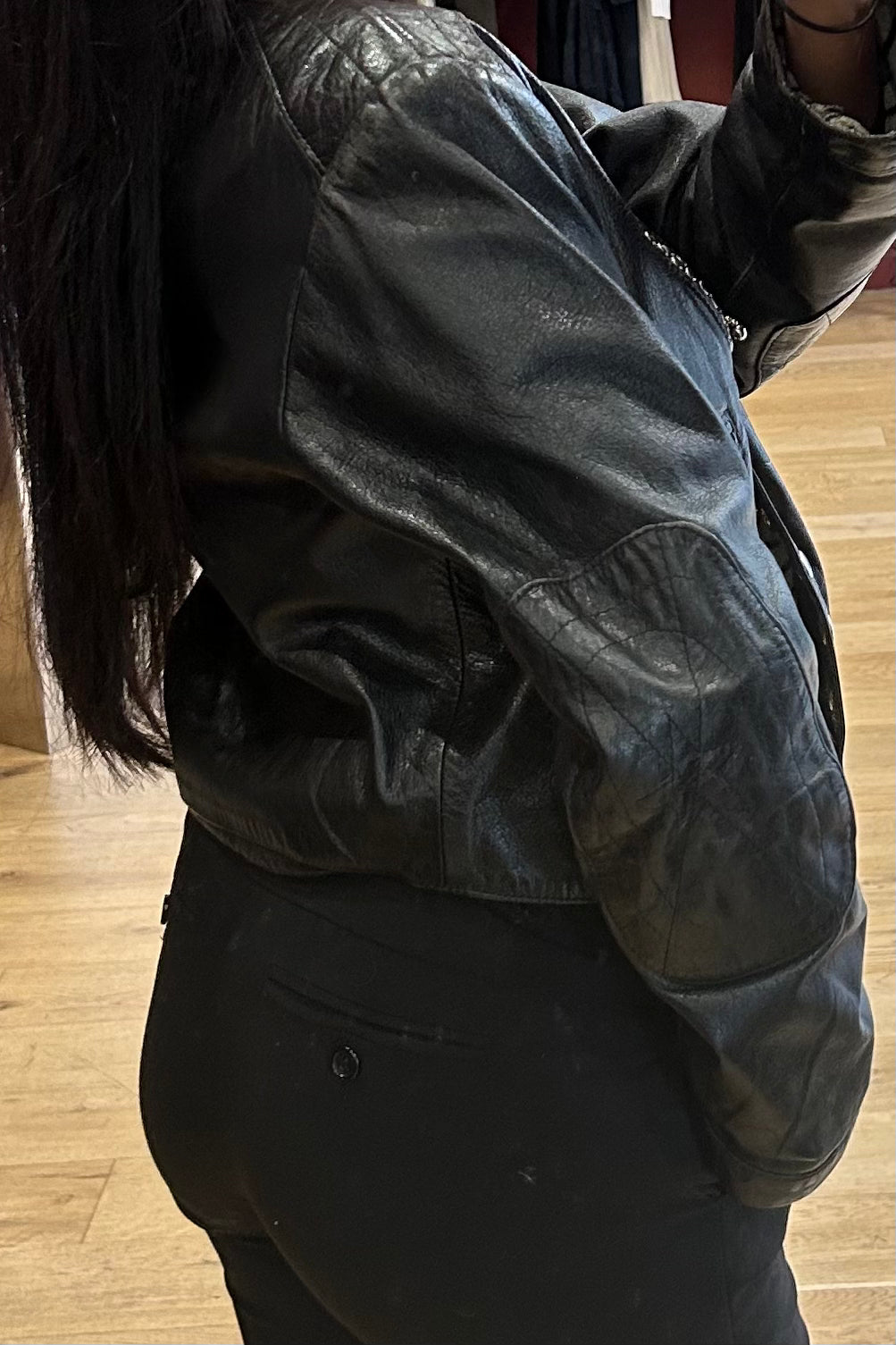 Vintage Casamance Express Black Cropped Leather Jacket