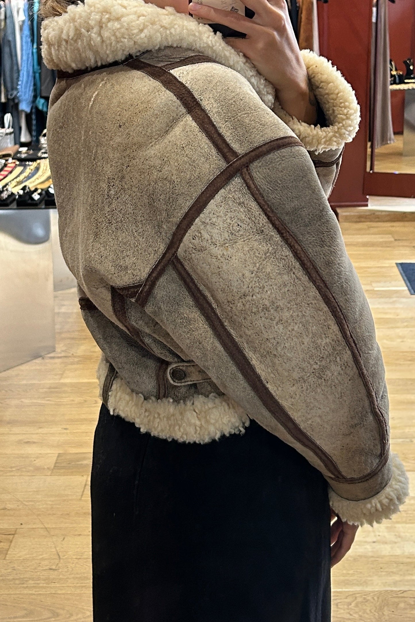 Vintage Light Brown Shearling Crop Bomber – Mac Keen