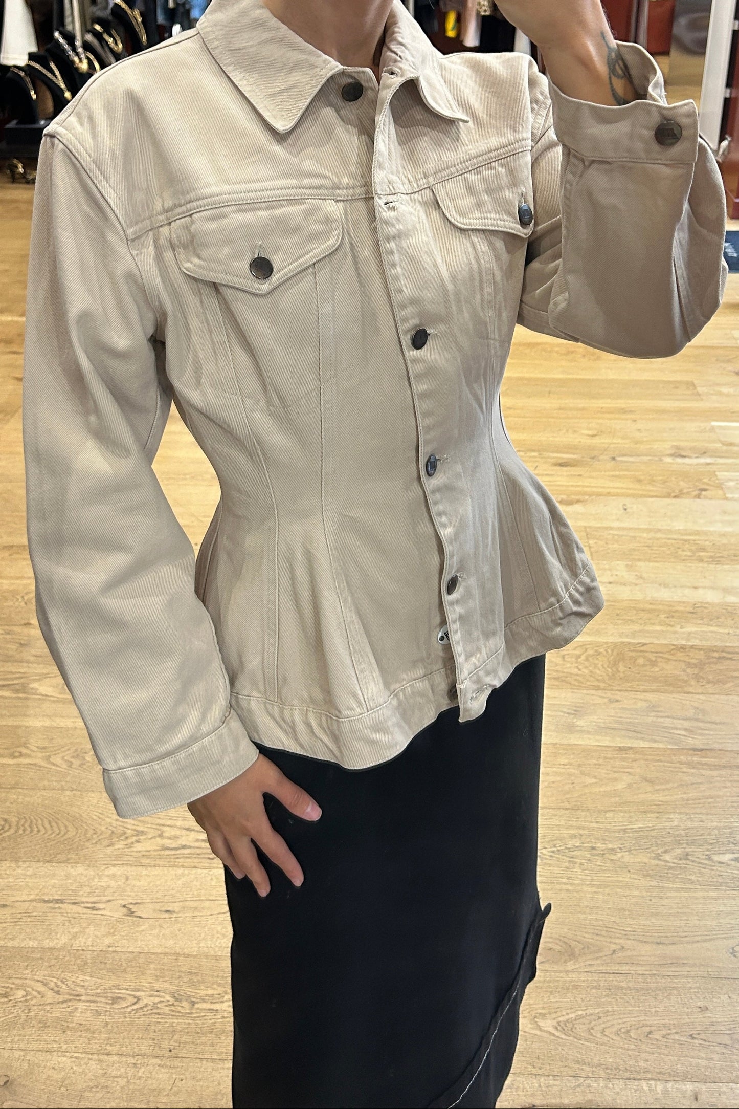 Vintage Jean Paul Gaultier Junior Beige Fitted Cotton Jacket