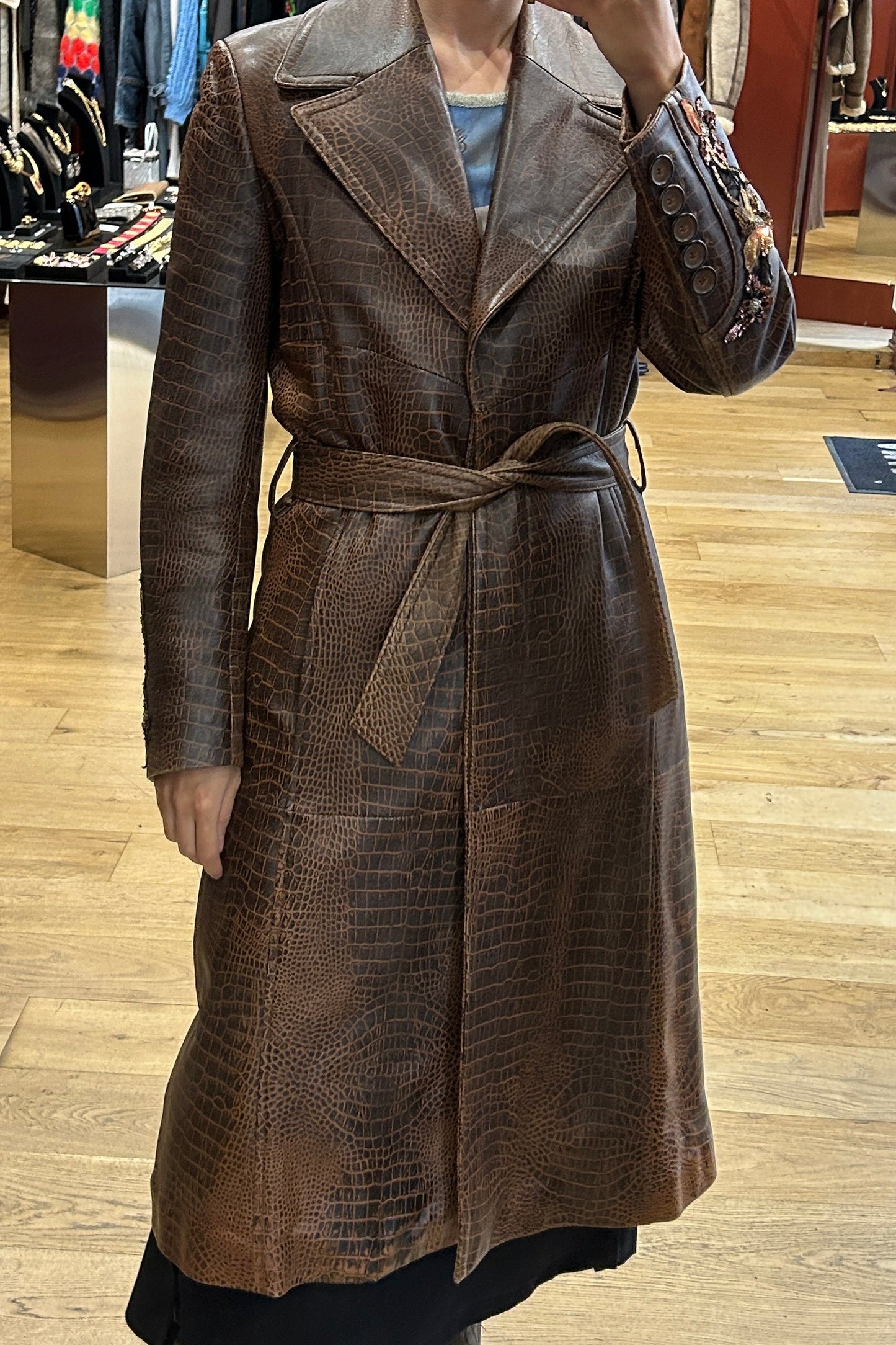 Vintage Pancaldi Long Leather Coat