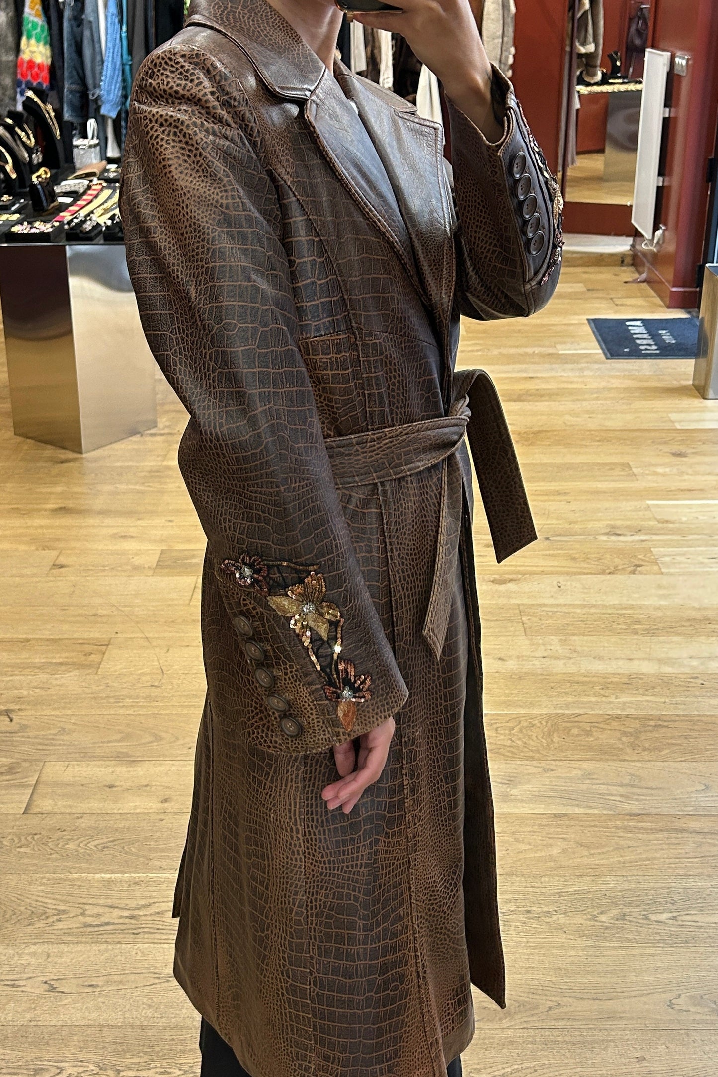 Vintage Pancaldi Long Leather Coat