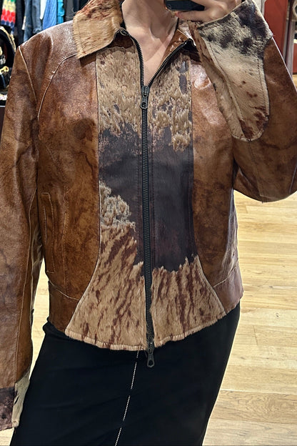 Vintage Imperial  Brown Leather Jacket with Pony Hair