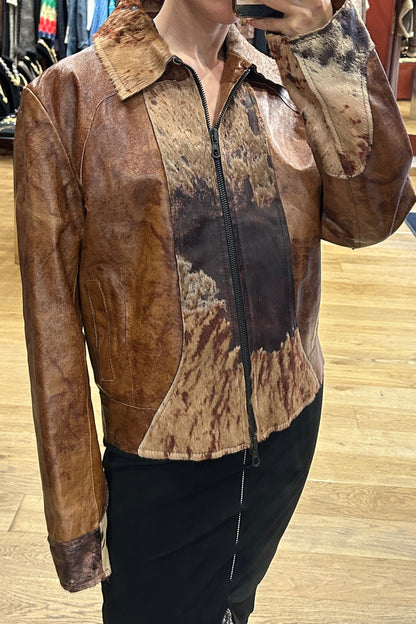 Vintage Imperial  Brown Leather Jacket with Pony Hair