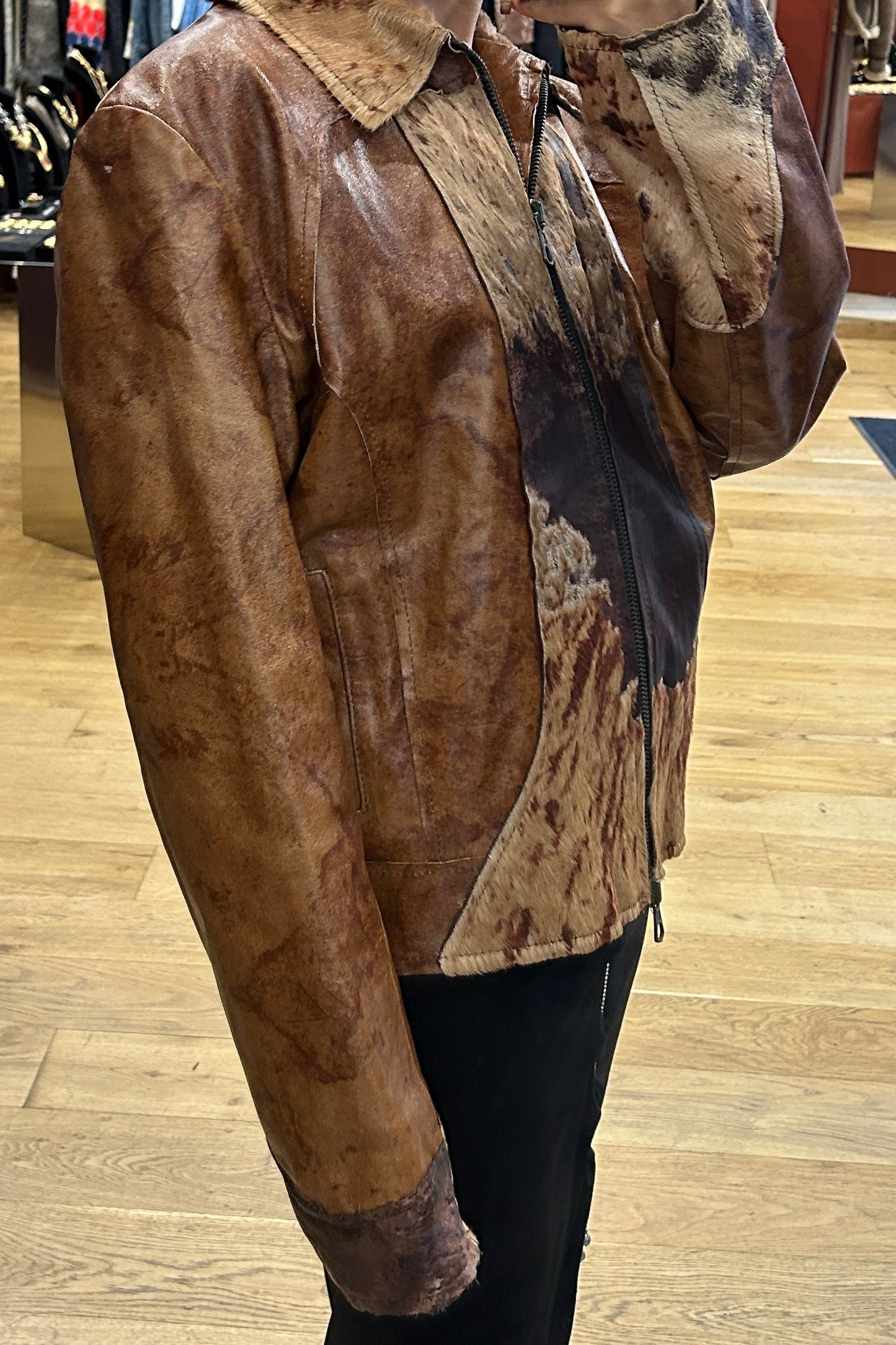 Vintage Imperial  Brown Leather Jacket with Pony Hair