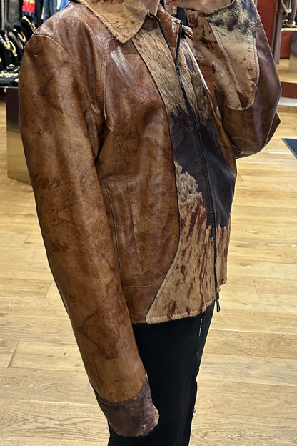 Vintage Imperial  Brown Leather Jacket with Pony Hair