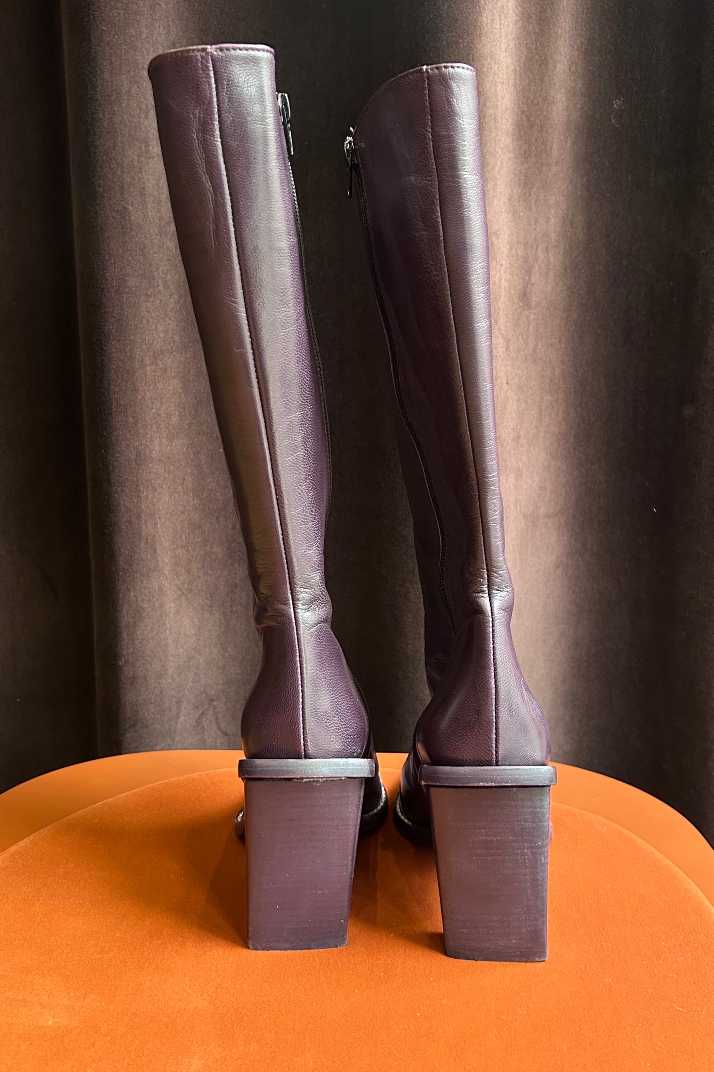 Vintage Purple Italian Leather & Python Toe Boots – EU 37 / US 6.5