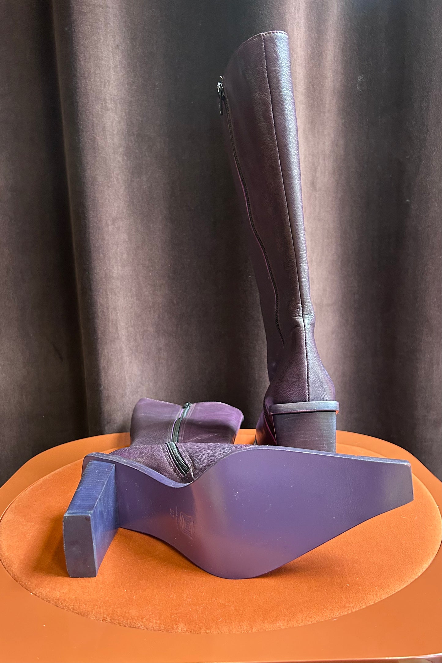 Vintage Purple Italian Leather & Python Toe Boots – EU 37 / US 6.5