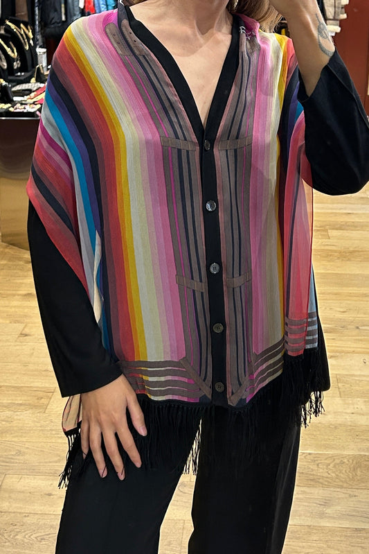 Vintage Hermès Multicolor Silk Mousseline Cardigan