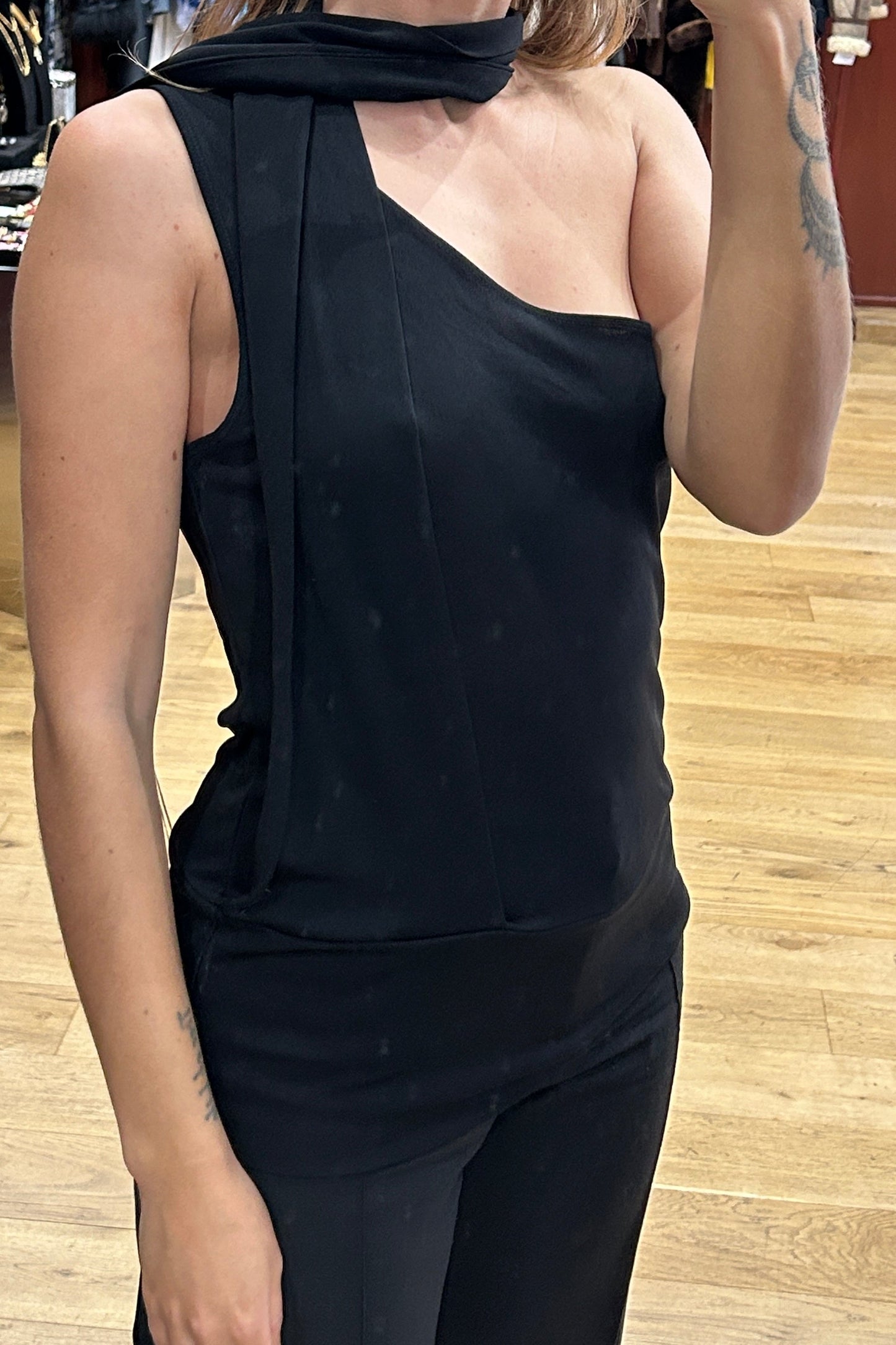 Moschino Black One-Shoulder Top