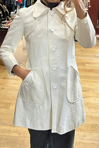 Vintage Courrèges White Vinyl Peacoat