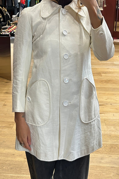 Vintage Courrèges White Vinyl Peacoat