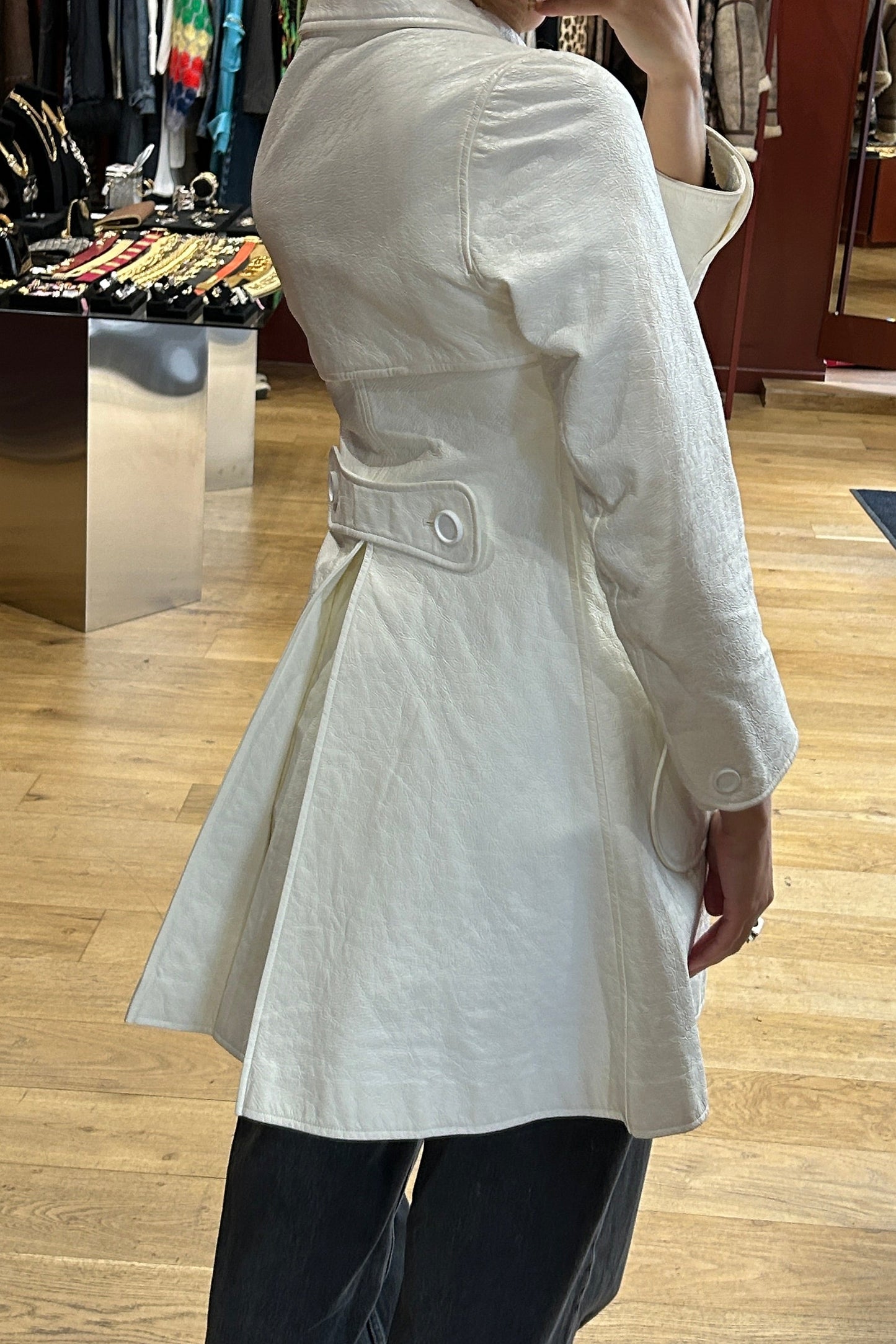 Vintage Courrèges White Vinyl Peacoat