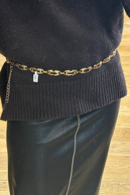 Gold Oval-Link Chain Belt – Adjustable Vintage Chic