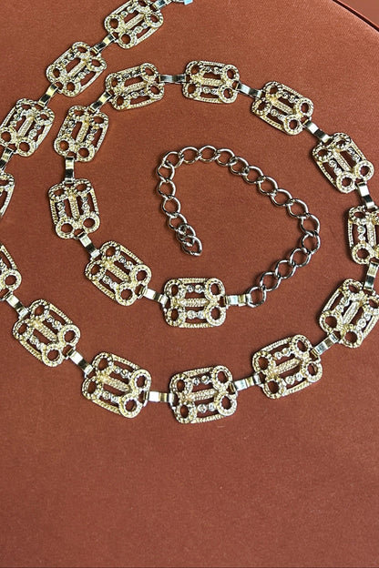 Vintage Chain Belt with Openwork Rectangular 90’s