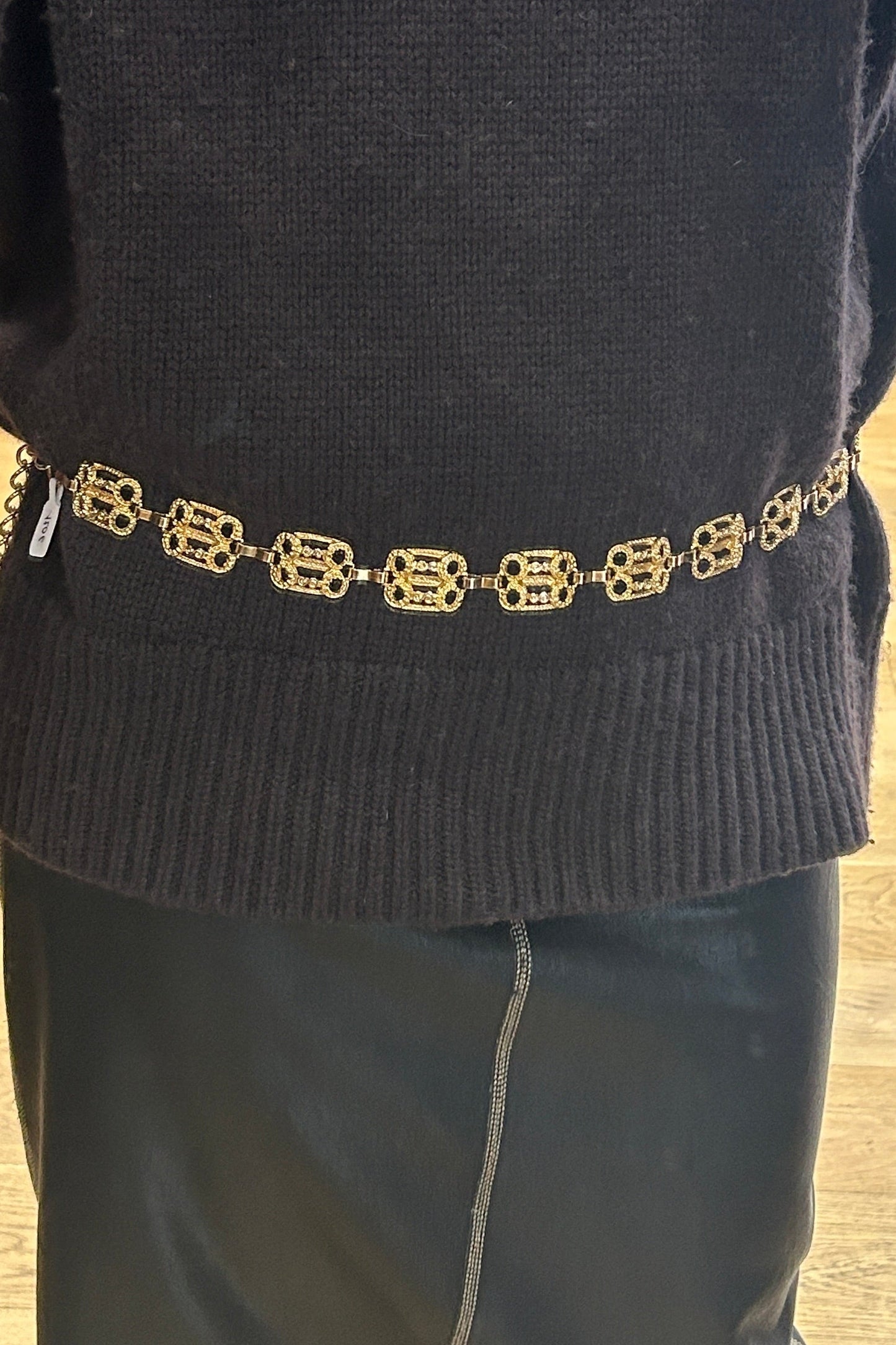 Vintage Chain Belt with Openwork Rectangular 90’s