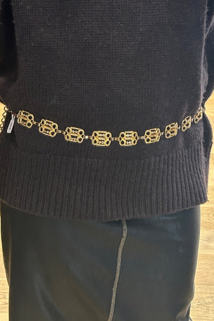 Vintage Chain Belt with Openwork Rectangular 90’s