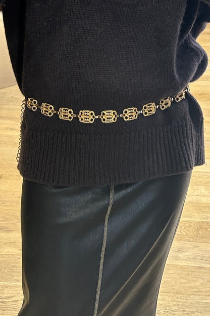 Vintage Chain Belt with Openwork Rectangular 90’s