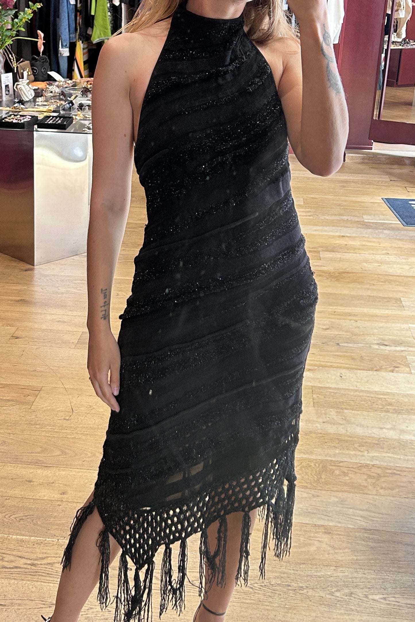 roberto cavalli crochet dress ROBERTO CAVALLI Crochet Knit Maxi Dress in Jewel-Tone Teal
