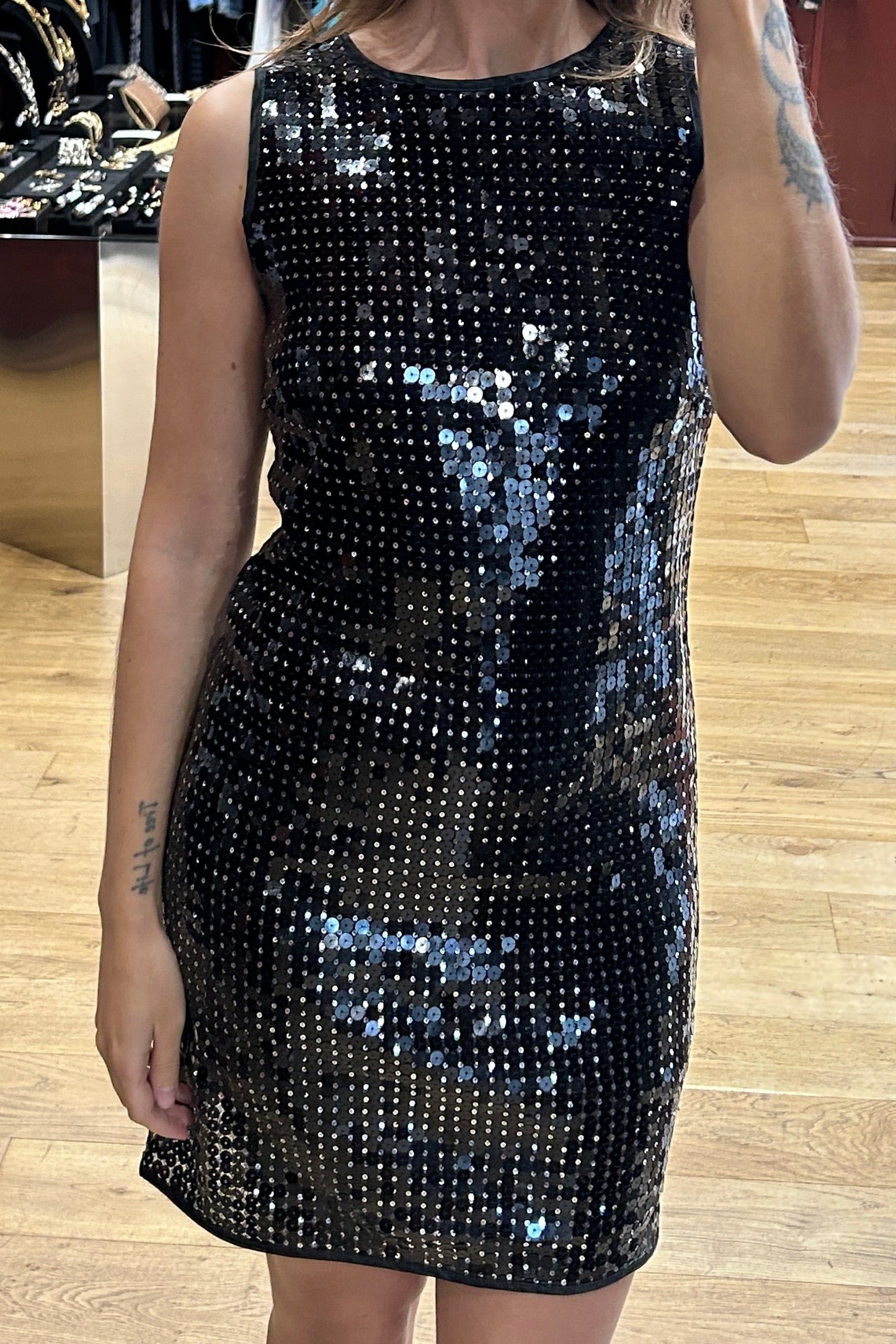Vintage Paola Frani Black Sequin Dress